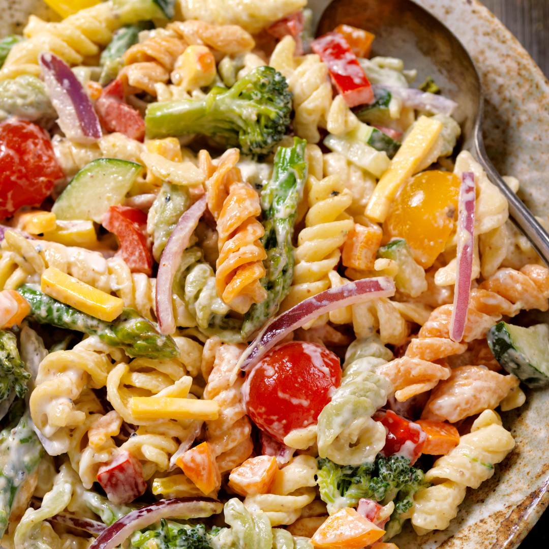 TRI-COLOR SPIRAL PASTA SALAD