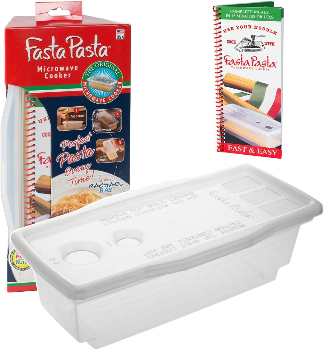 The Original Fasta Pasta Microwave Ramen Cooker w Lid and Built-in Strainer- No More Messes, Waiting for Water to Boil,or Sticky Noodles- Perfect Al Dente Pasta Every time- Patented, It Really The Original Fasta Pasta Microwave Ramen Cooker w Lid and Built-in Strainer- No More Messes, Waiting for Water to Boil,or Sticky Noodles- Perfect Al Dente Pasta Every time- Patented, It Really