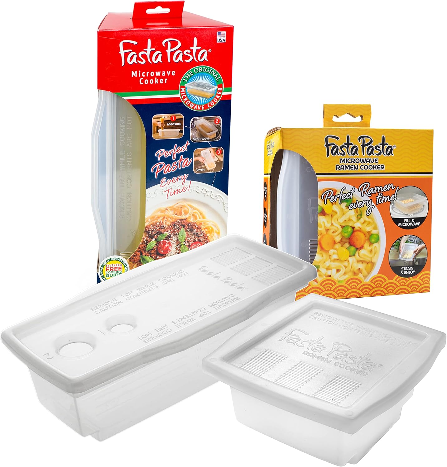 Fasta Pasta Microwave Pasta Cooker (Clear) + Ramen Maker